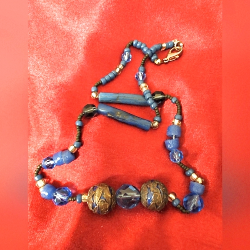 Unique Central Beads, Glass Beads Possibly Coral beads Necklace